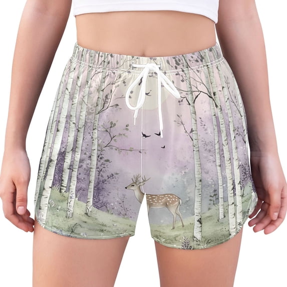 FORMRS Womens Swim Shorts Mesh Liner Quick Dry Casual Beach Board Bottom with Pockets, Sizes S-2XL, Purple Deer