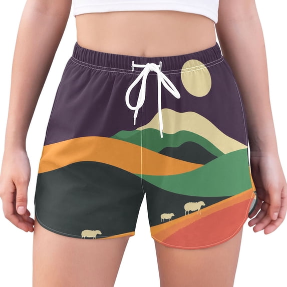FORMRS Womens Swim Shorts Mesh Liner Quick Dry Casual Beach Board Bottom with Pockets, Sizes S-2XL, Purple Mountain