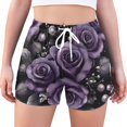 thumbnail image 1 of FORMRS Womens Swim Shorts Mesh Liner Quick Dry Casual Beach Board Bottom with Pockets, Sizes S-2XL, Purple Roses, 1 of 9