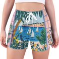 thumbnail image 1 of FORMRS Womens Swim Shorts Mesh Liner Quick Dry Casual Beach Board Bottom with Pockets, Sizes S-2XL, Purple Seaside, 1 of 9