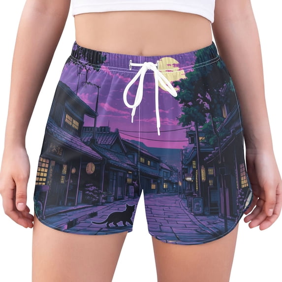 FORMRS Womens Swim Shorts Mesh Liner Quick Dry Casual Beach Board Bottom with Pockets, Sizes S-2XL, Purple Street