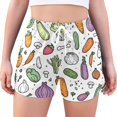 thumbnail image 1 of FORMRS Womens Swim Shorts Mesh Liner Quick Dry Casual Beach Board Bottom with Pockets, Sizes S-2XL, Purple Vegetables Pattern, 1 of 9
