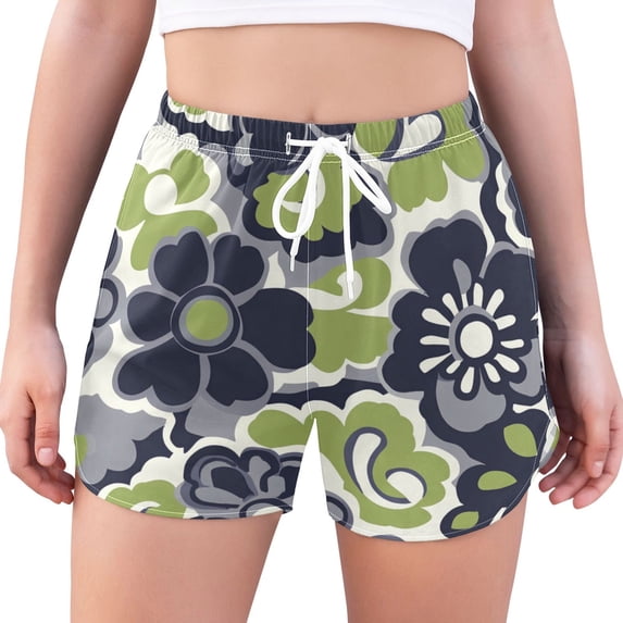 FORMRS Womens Swim Shorts Mesh Liner Quick Dry Casual Beach Board Bottom with Pockets, Sizes S-2XL, Retro Floral Pattern