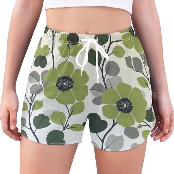 FORMRS Womens Swim Shorts Mesh Liner Quick Dry Casual Beach Board Bottom with Pockets, Sizes S-2XL, Retro Flower Print
