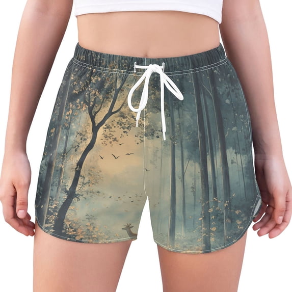 FORMRS Womens Swim Shorts Mesh Liner Quick Dry Casual Beach Board Bottom with Pockets, Sizes S-2XL, Retro Forest