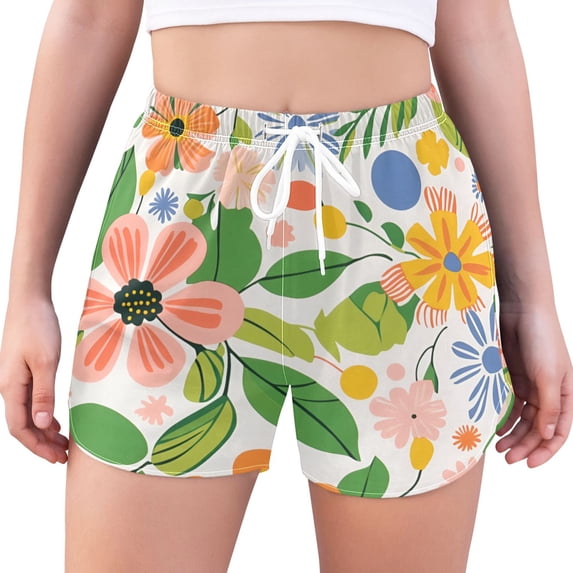 FORMRS Womens Swim Shorts Mesh Liner Quick Dry Casual Beach Board Bottom with Pockets, Sizes S-2XL, Retro Pink Floral