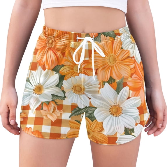FORMRS Womens Swim Shorts Mesh Liner Quick Dry Casual Beach Board Bottom with Pockets, Sizes S-2XL, Sunny Floral