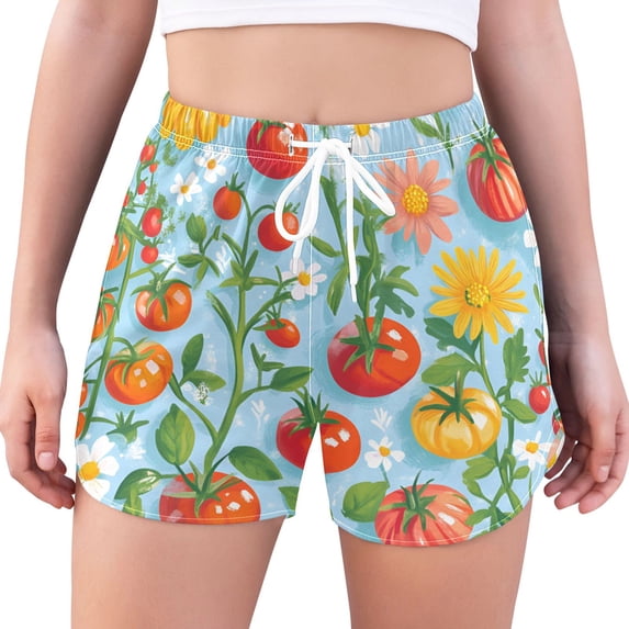 FORMRS Womens Swim Shorts Mesh Liner Quick Dry Casual Beach Board Bottom with Pockets, Sizes S-2XL, Various Tomatoes
