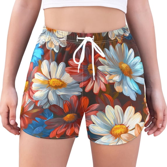 FORMRS Womens Swim Shorts Mesh Liner Quick Dry Casual Beach Board Bottom with Pockets, Sizes S-2XL, Vibrant Floral