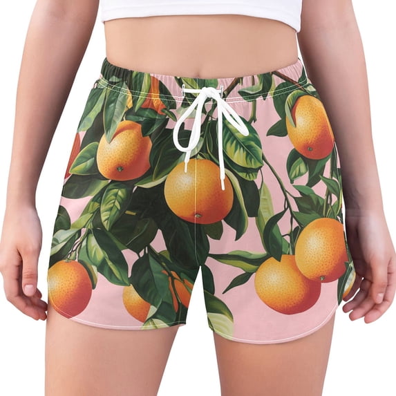 FORMRS Womens Swim Shorts Mesh Liner Quick Dry Casual Beach Board Bottom with Pockets, Sizes S-2XL, Vibrant Oranges