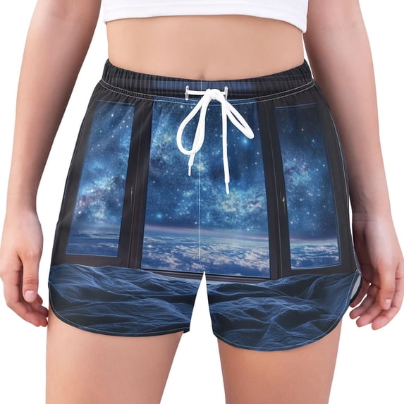 FORMRS Womens Swim Shorts Mesh Liner Quick Dry Casual Beach Board Bottom with Pockets, Sizes S-2XL, Window Space