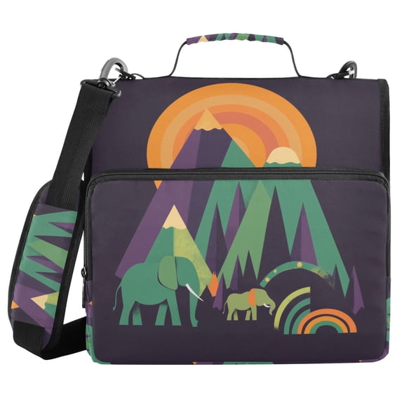 FORMRS Zipper Binder with Shoulder Strap 2-inch Ring 500 Sheet Capacity File Bag, Abstract Animals