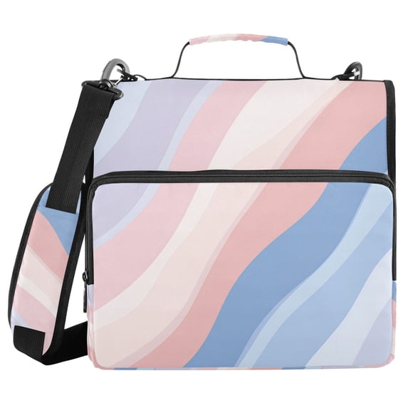 FORMRS Zipper Binder with Shoulder Strap 2-inch Ring 500 Sheet Capacity File Bag, Abstract Blue