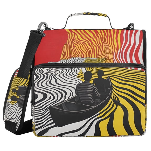 FORMRS Zipper Binder with Shoulder Strap 2-inch Ring 500 Sheet Capacity File Bag, Abstract Boat
