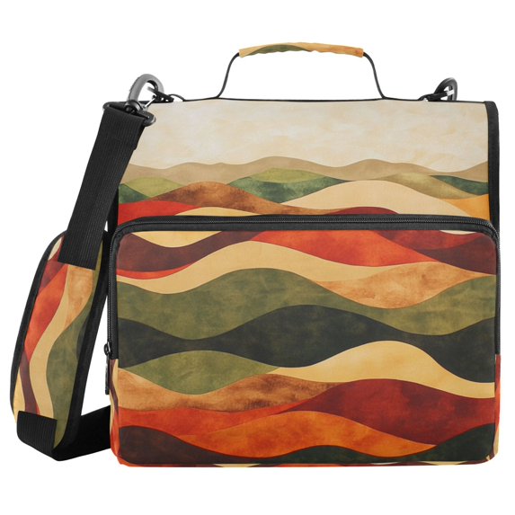 FORMRS Zipper Binder with Shoulder Strap 2-inch Ring 500 Sheet Capacity File Bag, Abstract Desert Pattern