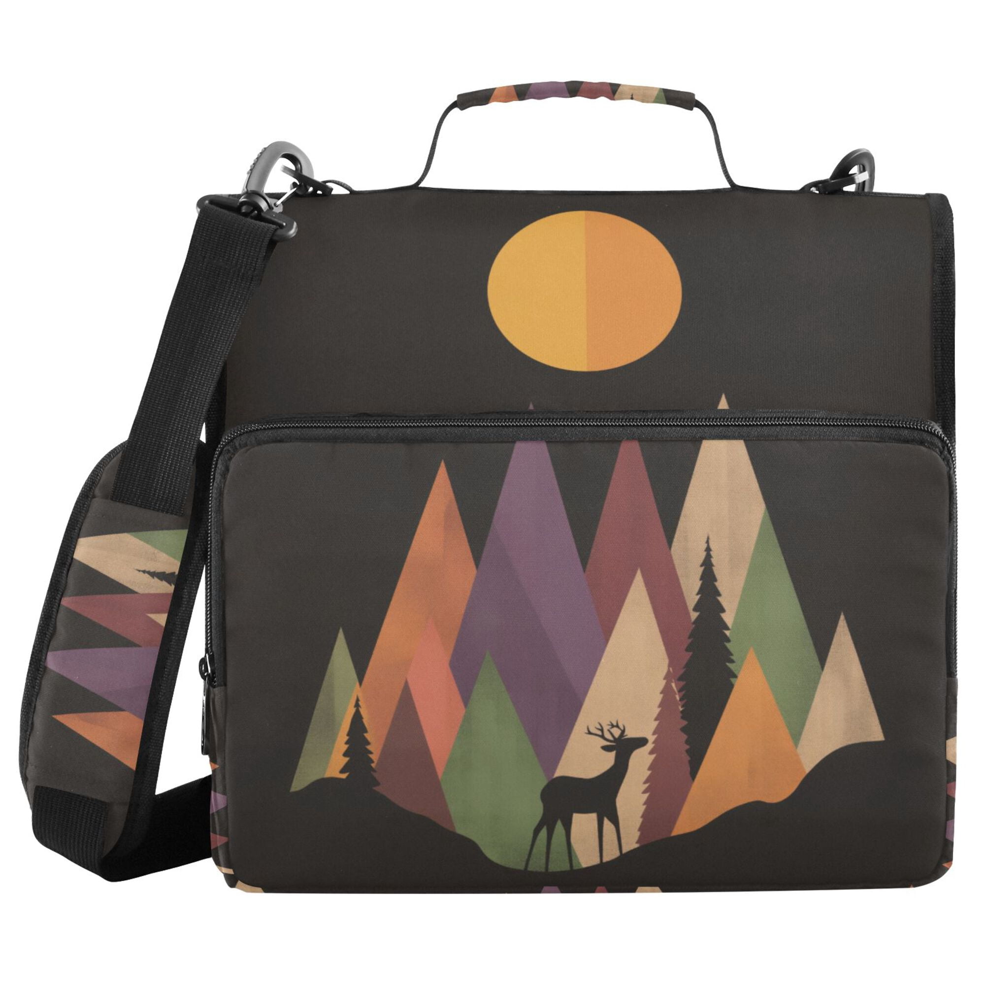 FORMRS Zipper Binder with Shoulder Strap 2-inch Ring 500 Sheet Capacity File Bag, Abstract Mountain