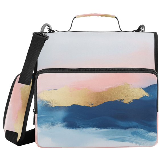 FORMRS Zipper Binder with Shoulder Strap 2-inch Ring 500 Sheet Capacity File Bag, Abstract Painting