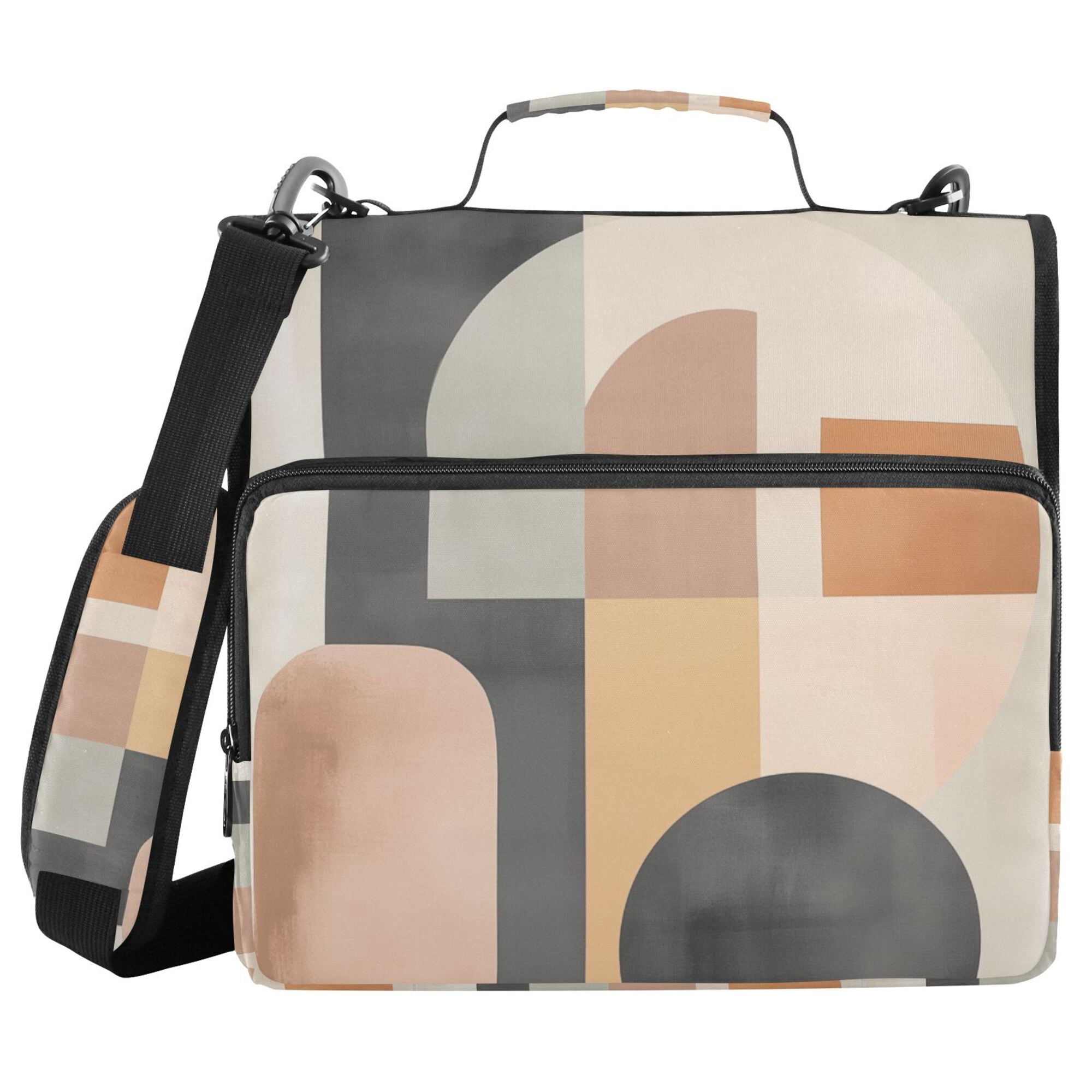 FORMRS Zipper Binder with Shoulder Strap 2-inch Ring 500 Sheet Capacity File Bag, Abstract Shapes