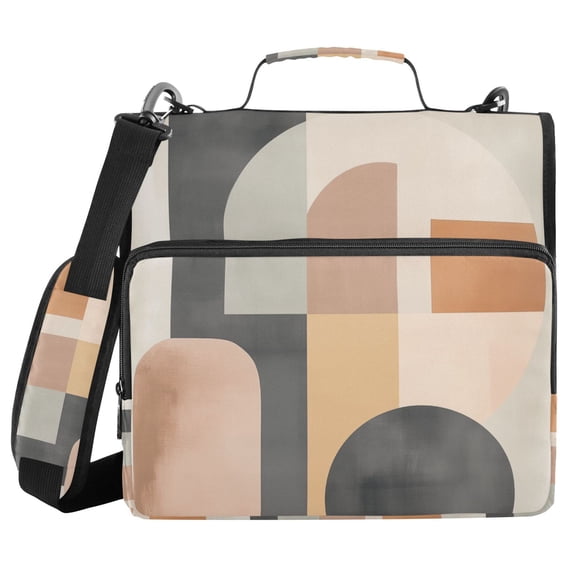FORMRS Zipper Binder with Shoulder Strap 2-inch Ring 500 Sheet Capacity File Bag, Abstract Shapes