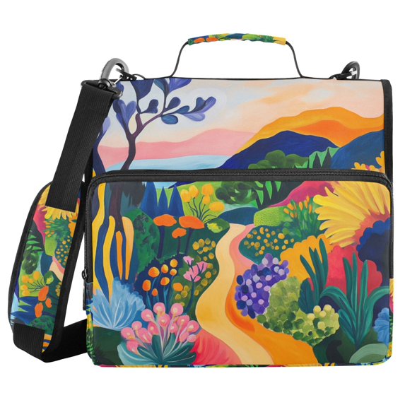 FORMRS Zipper Binder with Shoulder Strap 2-inch Ring 500 Sheet Capacity File Bag, Art Path