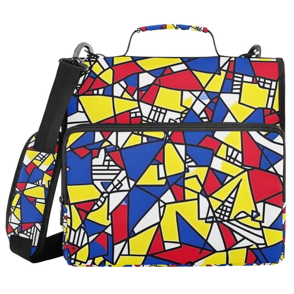 FORMRS Zipper Binder with Shoulder Strap 2-inch Ring 500 Sheet Capacity File Bag, Art Triangles