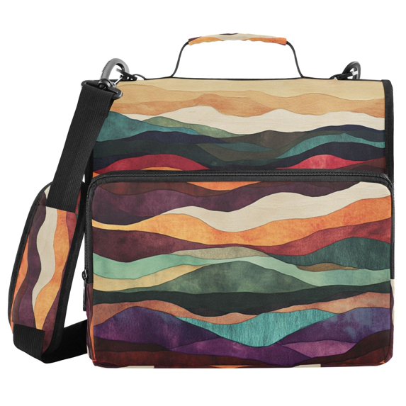 FORMRS Zipper Binder with Shoulder Strap 2-inch Ring 500 Sheet Capacity File Bag, Artistic Desert Pattern