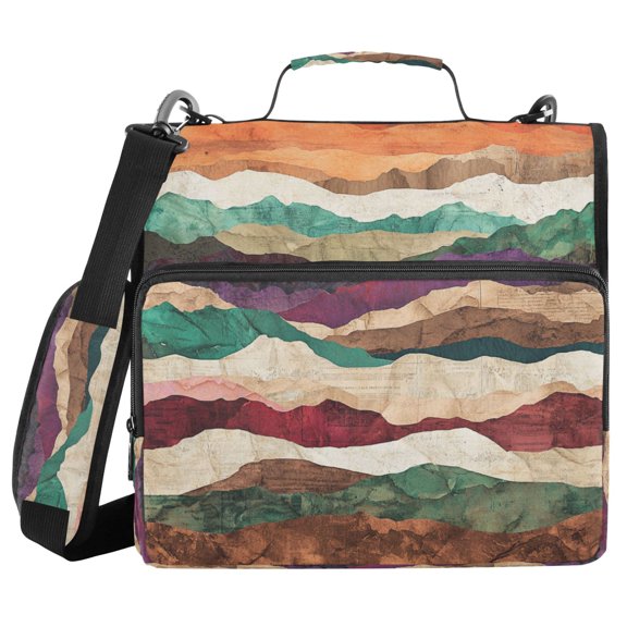 FORMRS Zipper Binder with Shoulder Strap 1.5-inch Ring 500 Sheet Capacity File Bag, Artistic Desert Waves