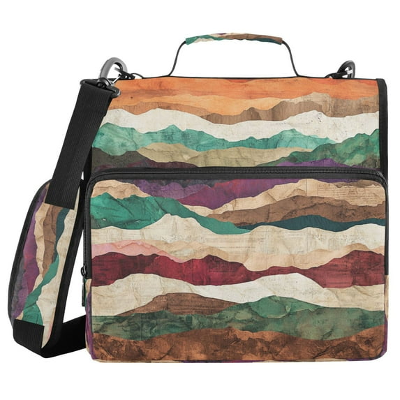 FORMRS Zipper Binder with Shoulder Strap 1.5-inch Ring 500 Sheet Capacity File Bag, Artistic Desert Waves