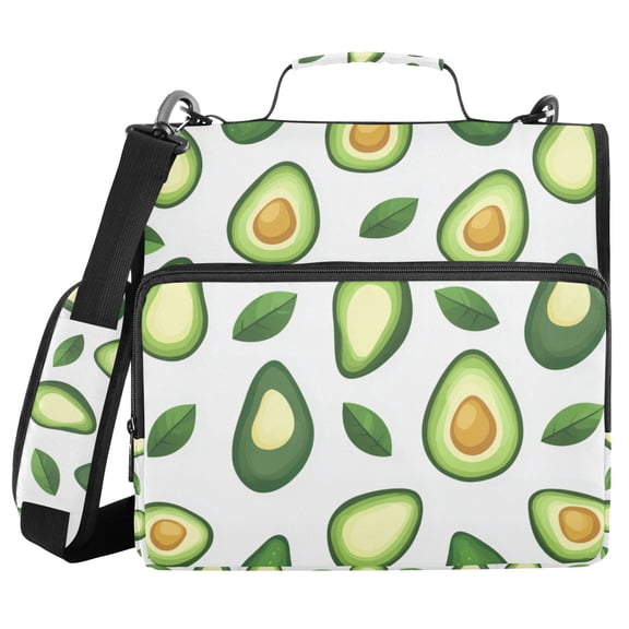 FORMRS Zipper Binder with Shoulder Strap 2-inch Ring 500 Sheet Capacity File Bag, Avocado