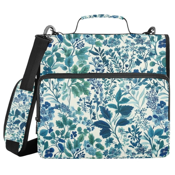 FORMRS Zipper Binder with Shoulder Strap 2-inch Ring 500 Sheet Capacity File Bag, Beautiful Leaves Pattern
