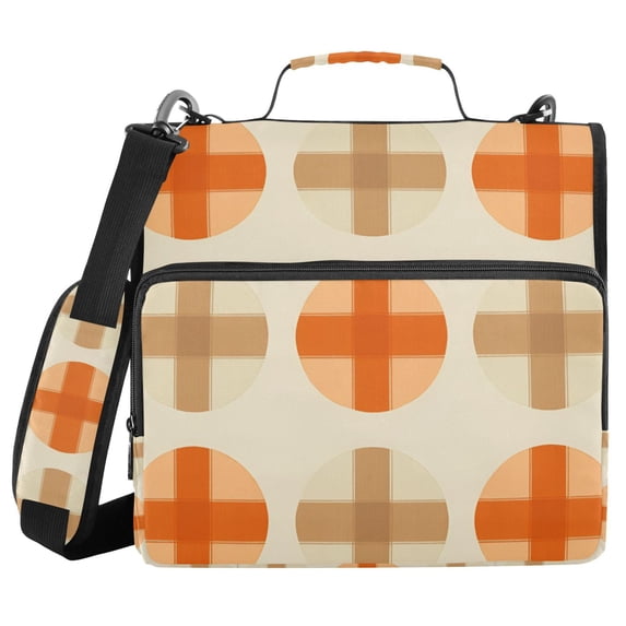 FORMRS Zipper Binder with Shoulder Strap 2-inch Ring 500 Sheet Capacity File Bag, Beige Geometric Pattern