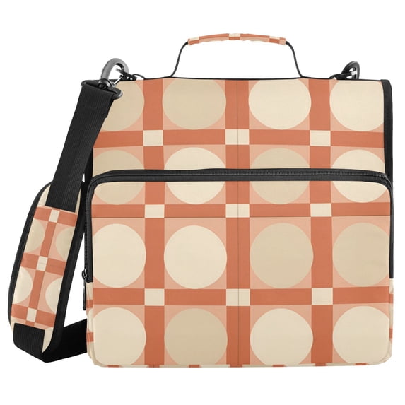 FORMRS Zipper Binder with Shoulder Strap 2-inch Ring 500 Sheet Capacity File Bag, Beige Geometric