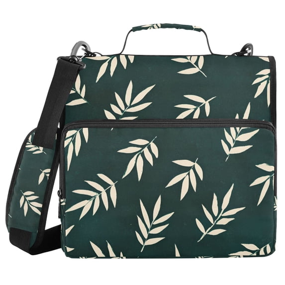 FORMRS Zipper Binder with Shoulder Strap 2-inch Ring 500 Sheet Capacity File Bag, Beige Leaves