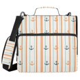 thumbnail image 1 of FORMRS Zipper Binder with Shoulder Strap 2-inch Ring 500 Sheet Capacity File Bag, Beige Nautical Pattern, 1 of 5