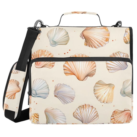 FORMRS Zipper Binder with Shoulder Strap 2-inch Ring 500 Sheet Capacity File Bag, Beige Seashell