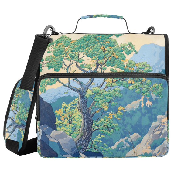 FORMRS Zipper Binder with Shoulder Strap 2-inch Ring 500 Sheet Capacity File Bag, Beige Tree
