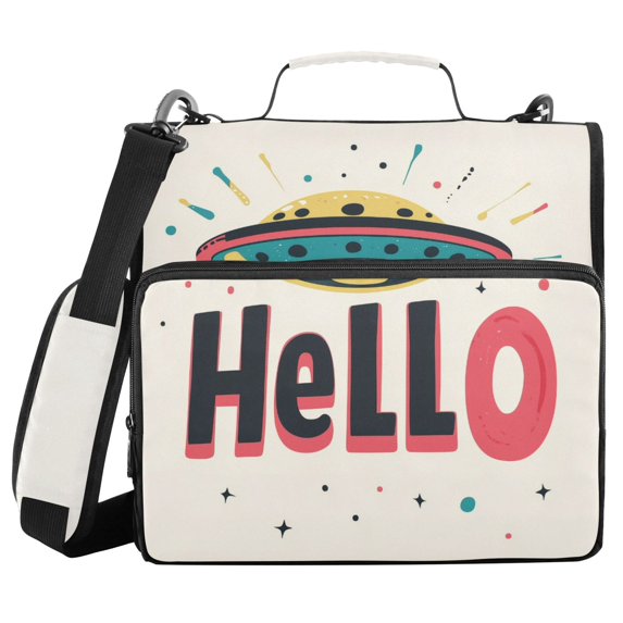 FORMRS Zipper Binder with Shoulder Strap 2-inch Ring 500 Sheet Capacity File Bag, Beige UFO