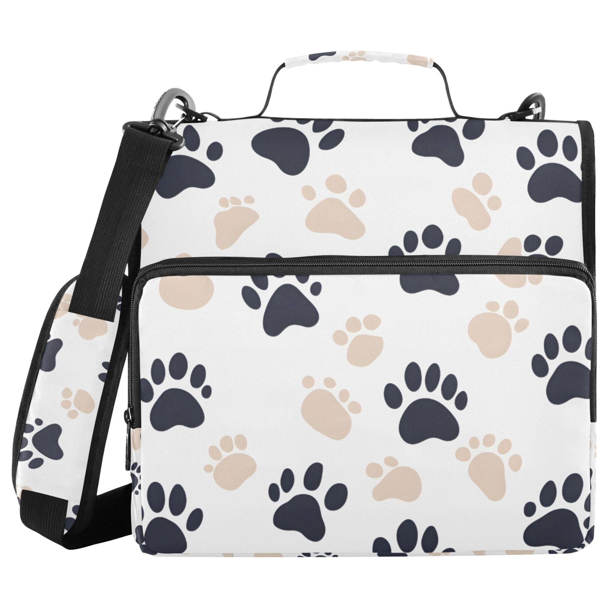 FORMRS Zipper Binder with Shoulder Strap 2-inch Ring 500 Sheet Capacity File Bag, Black Cat Paw