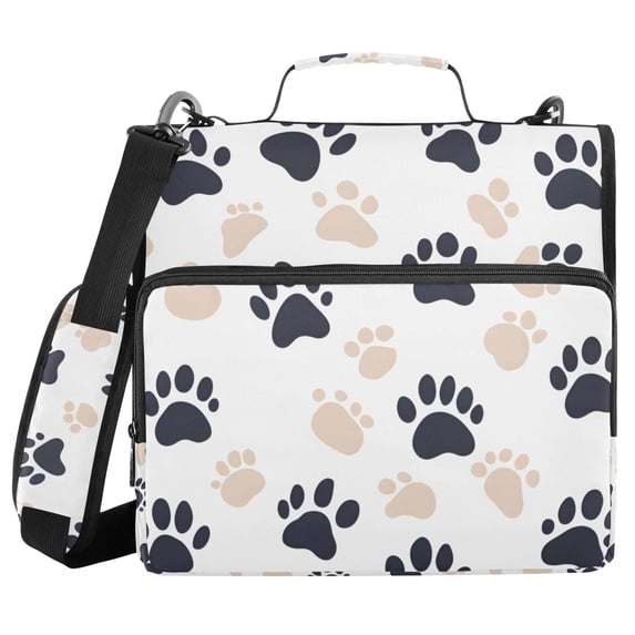FORMRS Zipper Binder with Shoulder Strap 2-inch Ring 500 Sheet Capacity File Bag, Black Cat Paw