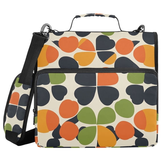 FORMRS Zipper Binder with Shoulder Strap 2-inch Ring 500 Sheet Capacity File Bag, Black Clover Pattern