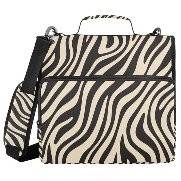 FORMRS Zipper Binder with Shoulder Strap 1.5-inch Ring 500 Sheet Capacity File Bag, Black Lines