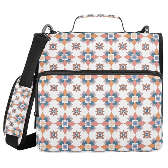 FORMRS Zipper Binder with Shoulder Strap 2-inch Ring 500 Sheet Capacity File Bag, Blue Abstract Pattern