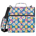 thumbnail image 1 of FORMRS Zipper Binder with Shoulder Strap 2-inch Ring 500 Sheet Capacity File Bag, Blue Checkered Daisy, 1 of 5