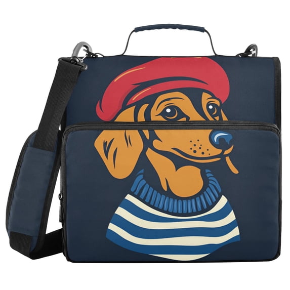FORMRS Zipper Binder with Shoulder Strap 2-inch Ring 500 Sheet Capacity File Bag, Blue Dog Artist