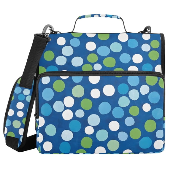 FORMRS Zipper Binder with Shoulder Strap 2-inch Ring 500 Sheet Capacity File Bag, Blue Dots