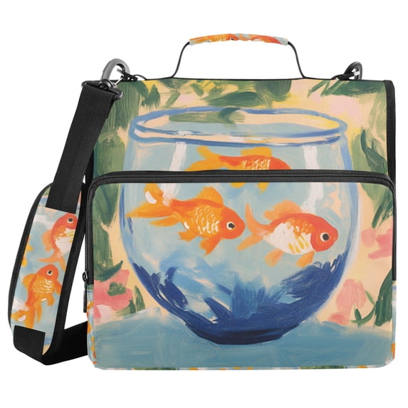 FORMRS Zipper Binder with Shoulder Strap 2-inch Ring 500 Sheet Capacity File Bag, Blue Goldfish Bowl