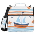 thumbnail image 1 of FORMRS Zipper Binder with Shoulder Strap 2-inch Ring 500 Sheet Capacity File Bag, Blue Nautical Pattern, 1 of 5