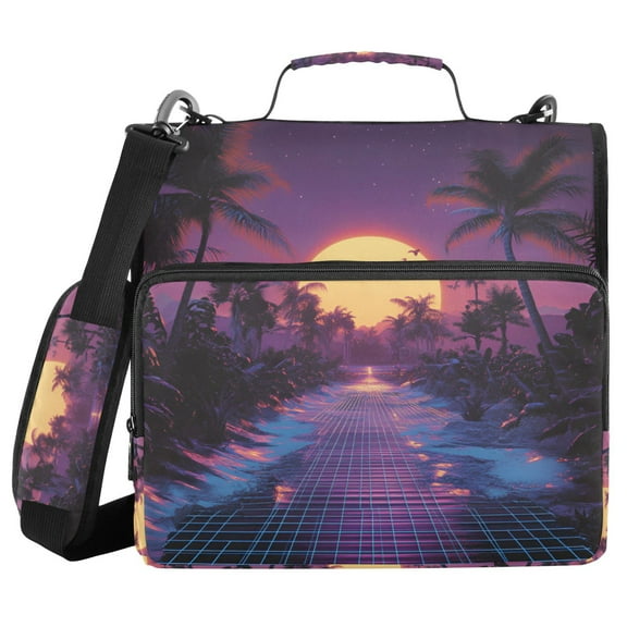 FORMRS Zipper Binder with Shoulder Strap 1.5-inch Ring 500 Sheet Capacity File Bag, Blue Neon Road