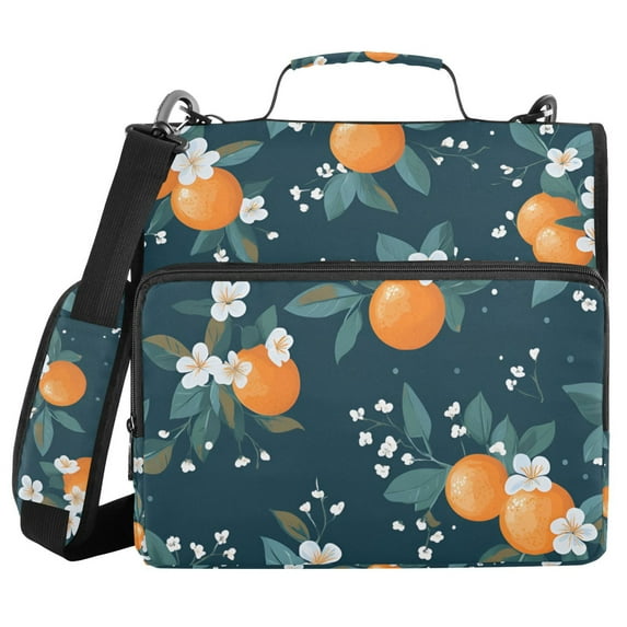 FORMRS Zipper Binder with Shoulder Strap 1.5-inch Ring 500 Sheet Capacity File Bag, Blue Oranges