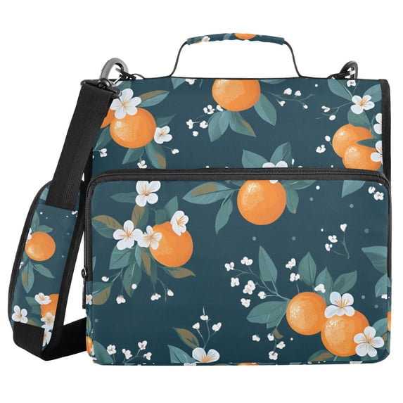FORMRS Zipper Binder with Shoulder Strap 2-inch Ring 500 Sheet Capacity File Bag, Blue Oranges
